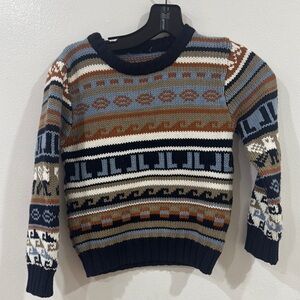 Multicolor Patterned Knit Sweater